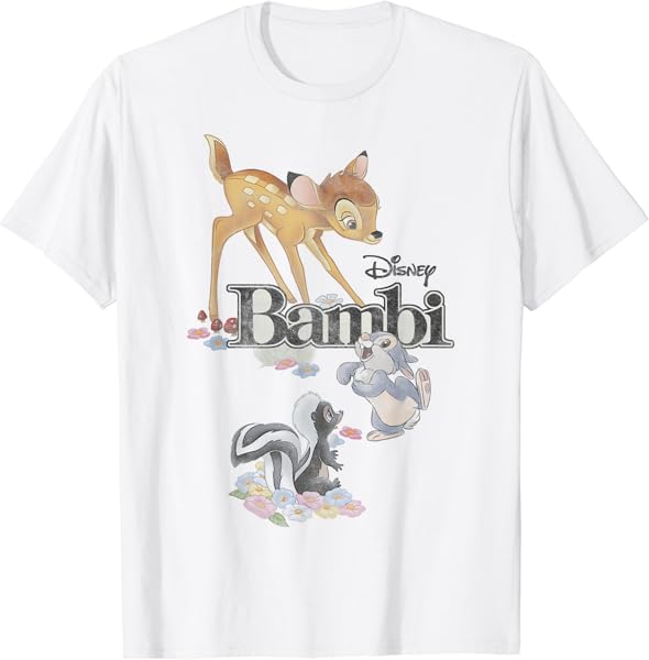 Disney Bambi Classic Group Shot Title Logo T-Shirt