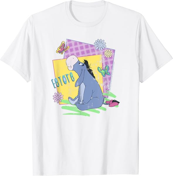 Disney Winnie The Pooh Eeyore Retro Butterflies Poster T-Shirt