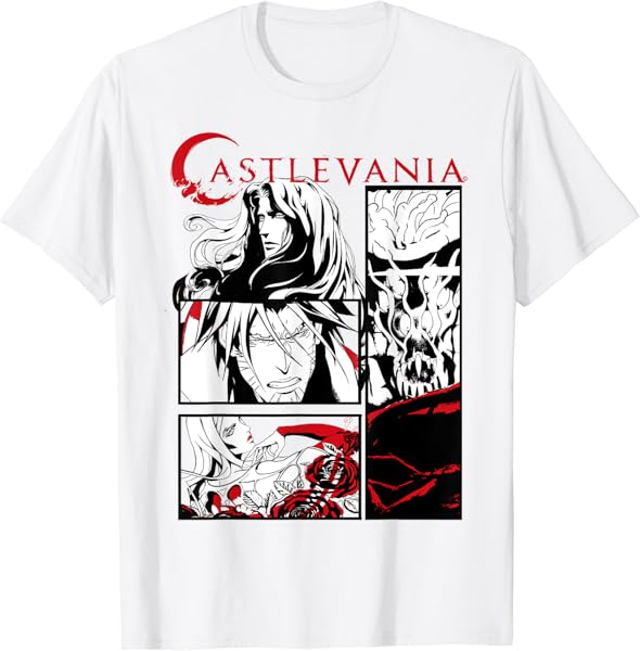Castlevania Black & White Comic Panels T-Shirt