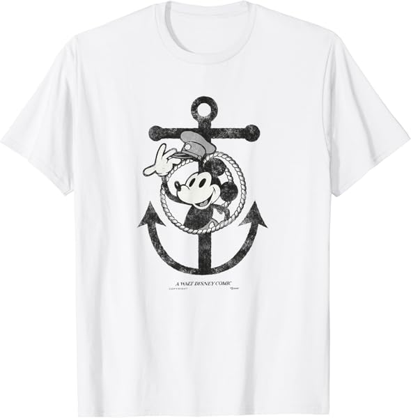 Disney 100 Mickey Mouse Steamboat Willie Anchor D100 T-Shirt