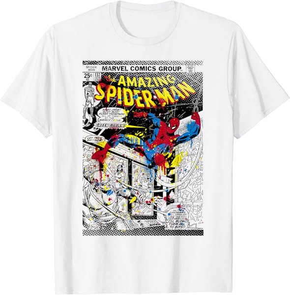 Marvel Spider-Man Classic Retro Paint Splat Comic T-Shirt T-Shirt