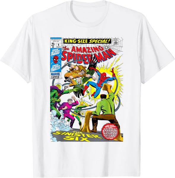 Marvel The Amazing Spider-Man Retro Comic Cover White T-Shirt