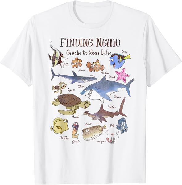 Disney Pixar Finding Nemo Guide To Sea Life T-Shirt