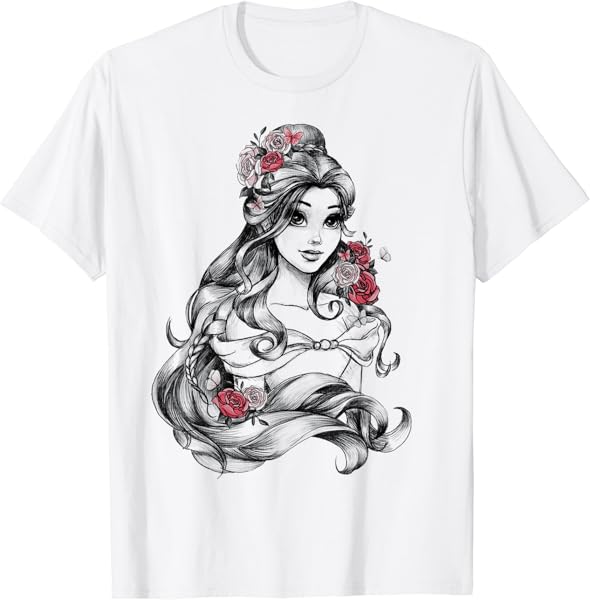 Disney Beauty and the Beast Belle Princess Rose Portrait T-Shirt