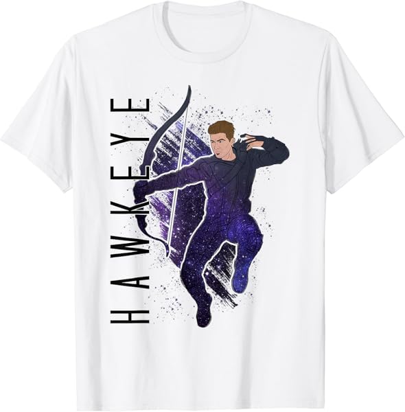 Marvel Avengers Endgame Hawkeye Galaxy Painted Graphic Tee T-Shirt