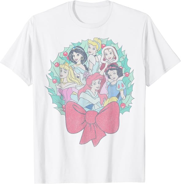 Disney Princess Christmas Group Shot Wreath T-Shirt