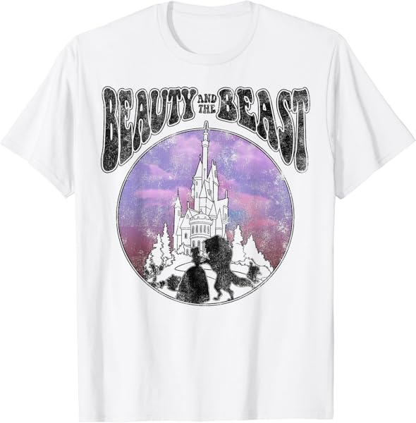 Disney Beauty and the Beast Watercolor Palace Silhouettes T-Shirt