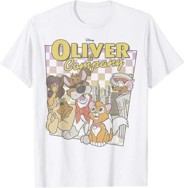 Disney Oliver & Company Checkerboard Poster T-Shirt