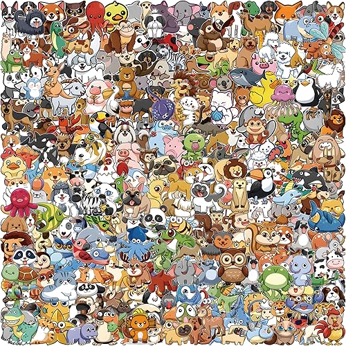 Miniatura 2 de KAZJDKLL Paquete de 305 calcomanías de animales lindos para niños, calcomanías de botellas de agua, calcomanías de vinilo impermeables para laptop,