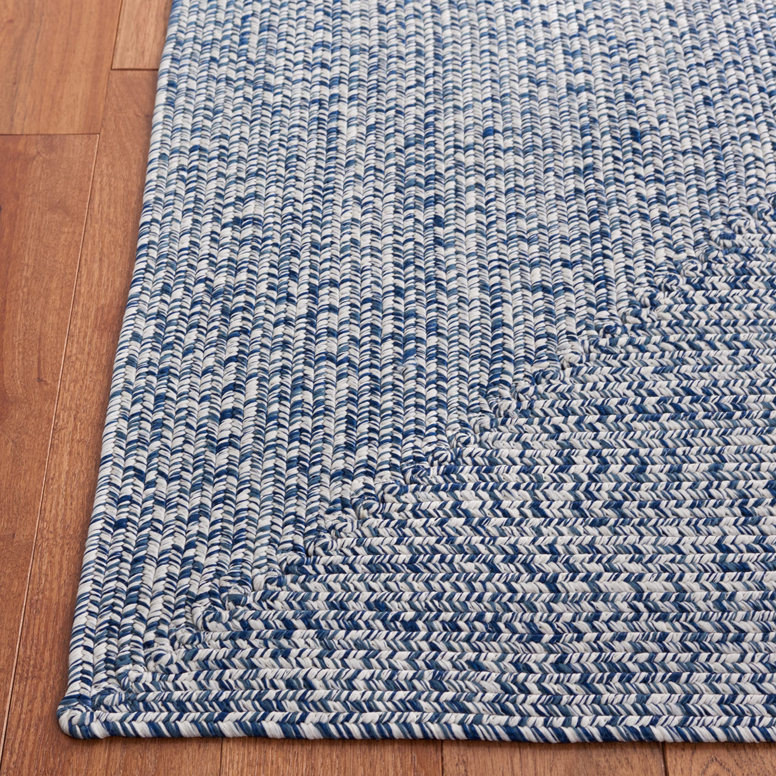 Safavieh Braided Collection Area Rug - 8ft Square, Dark Blue & Ivory, Farmhouse Style, Reversible, Ideal for High Traffic Areas in Living Room, Bedroom, Dining Room (BRA201N-8SQ)