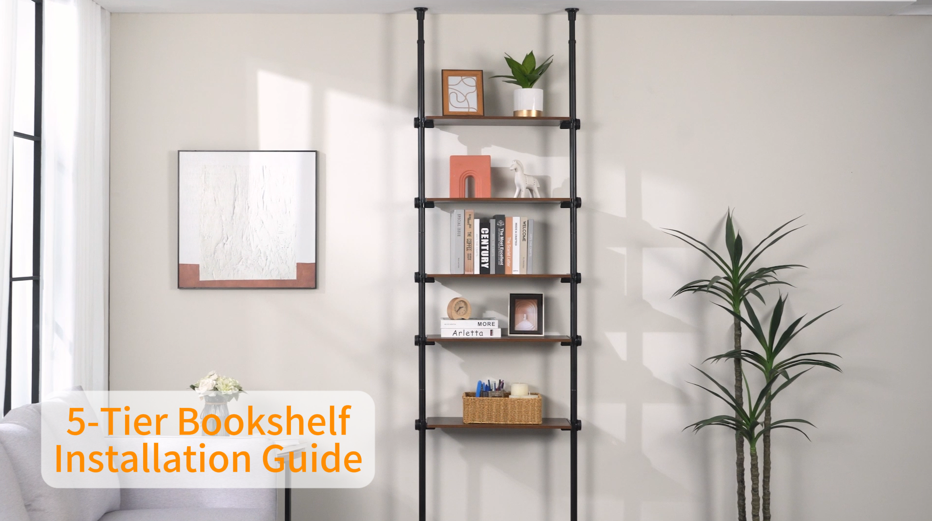 Amazon.com: ALLZONE 5 Tiers Narrow Bookshelf, Tall Adjustable