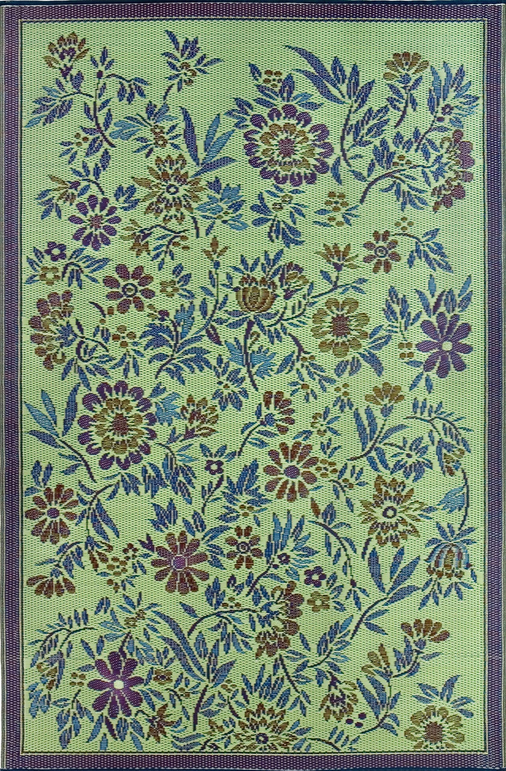 Mad Mats® Wildflower 6' x9' Purple Outdoor Rug, Reversible Plastic Mat for Patio, Porch, Poolside, Mudroom, Camping, RV, Deck - Eggplant