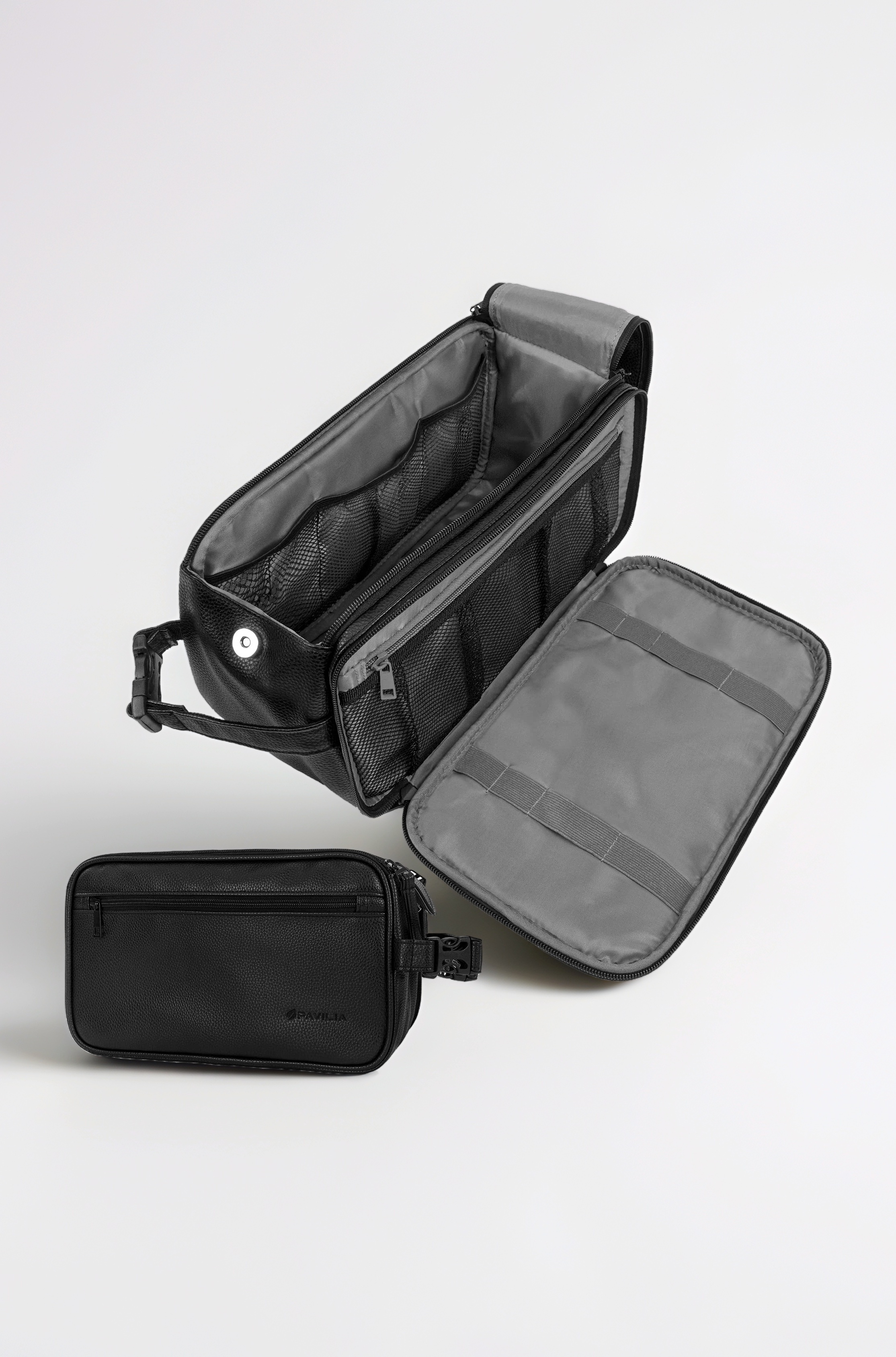 PAVILIA Toiletry Bag for Men, Travel Essentials Shaving Dopp Kit, Travel Bag Toiletries Organizer Case, Cosmetic Make Up Bag, Water Resistant, Black, Extra Large (12x6x7)