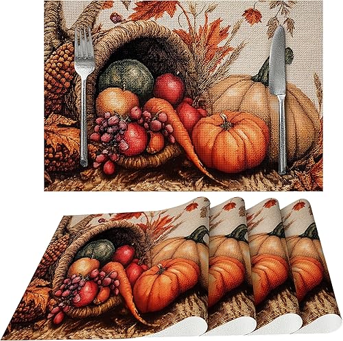 Miniatura 17 de Juego de 4 manteles individuales de tela vintage rosa para mesa de comedor, manteles individuales rectangulares de tela Rosa Vintage,Oso y