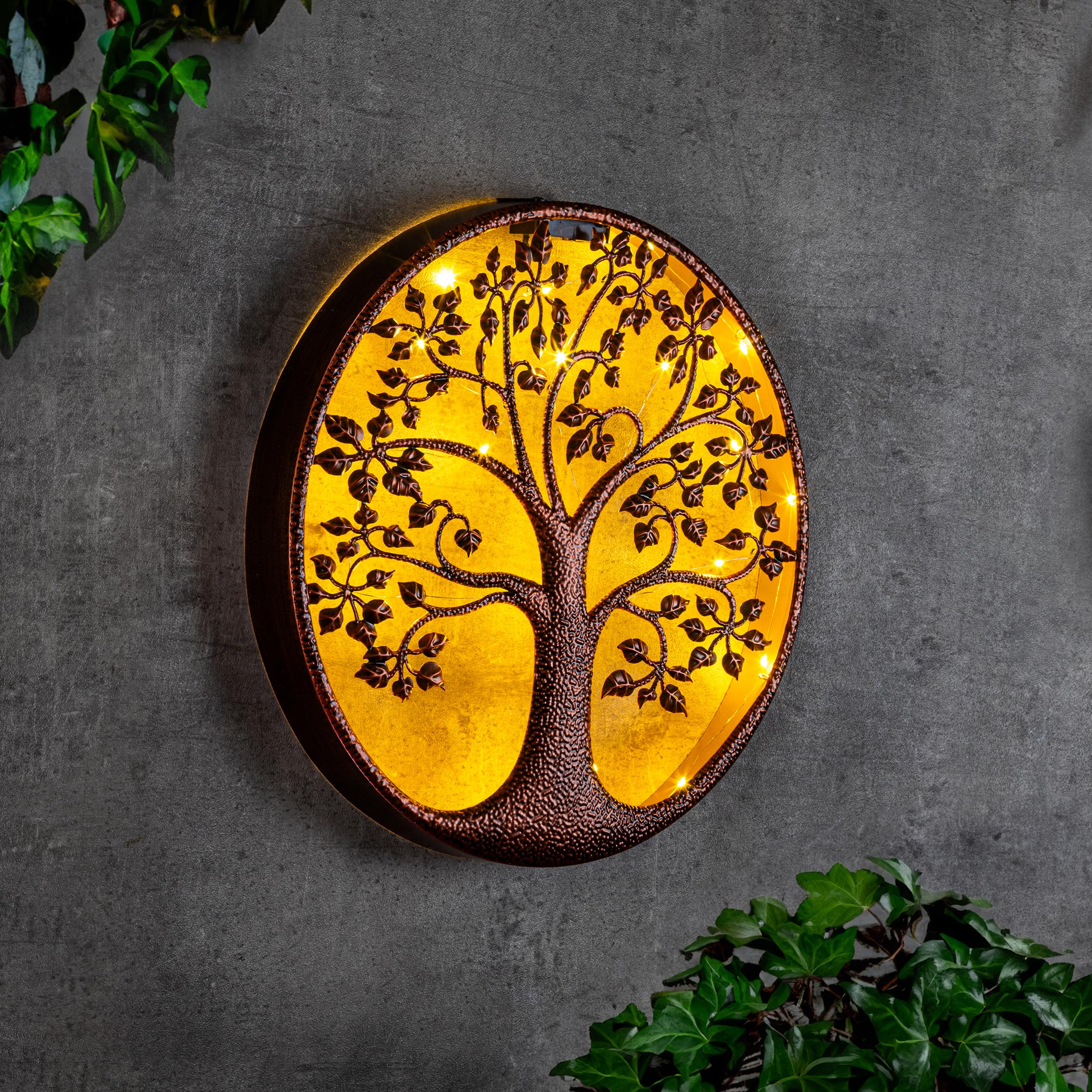 Spetebo LED Solar Wanddeko BAUM antik bronze 40 cm Metall
