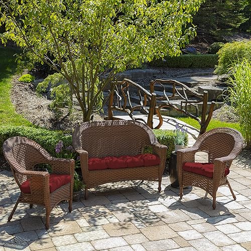 Miniatura 6 de Arden Selections Cojín de mimbre para silla de exterior, paquete de 2, 20 x 18, cojín de felpa copetudo para sillas de mimbre y mecedoras de 18 x 20