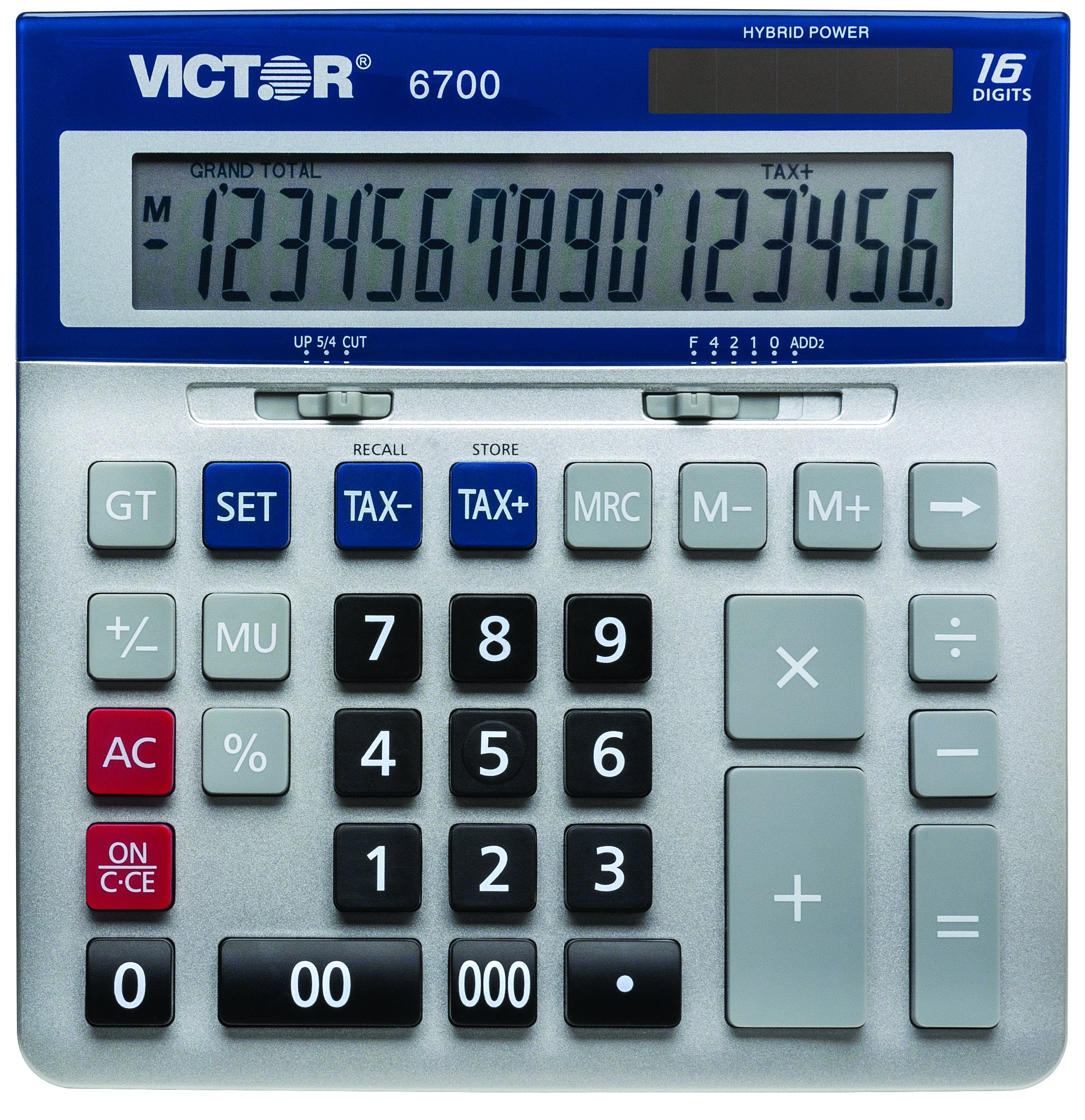 Victor 16-Digit Desktop Calculator, Silver, Blue