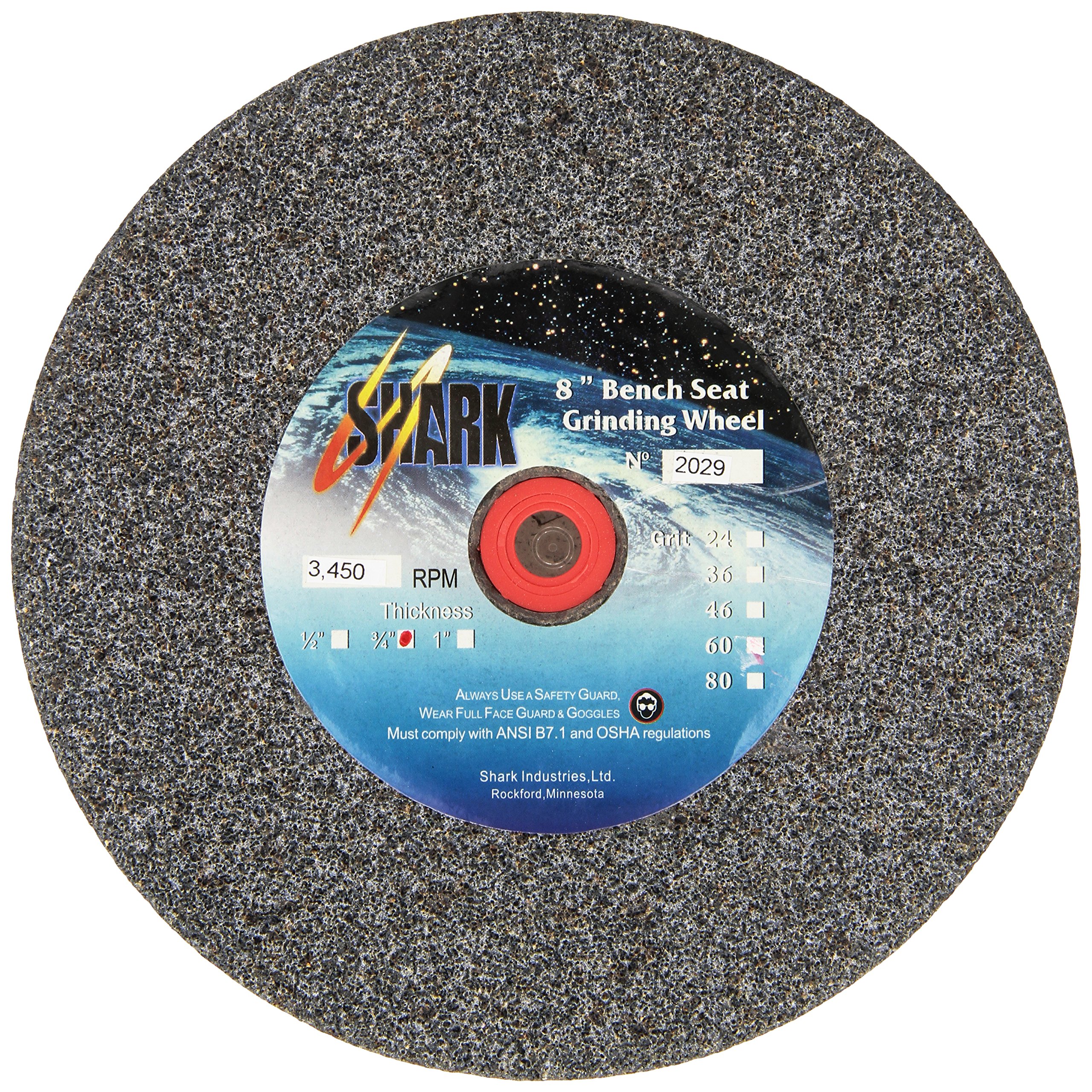 Shark Shark 2029 8-Inch by 0.75-Inch by 1-Inch Bench Seat Grinding Wheel, Grit-36