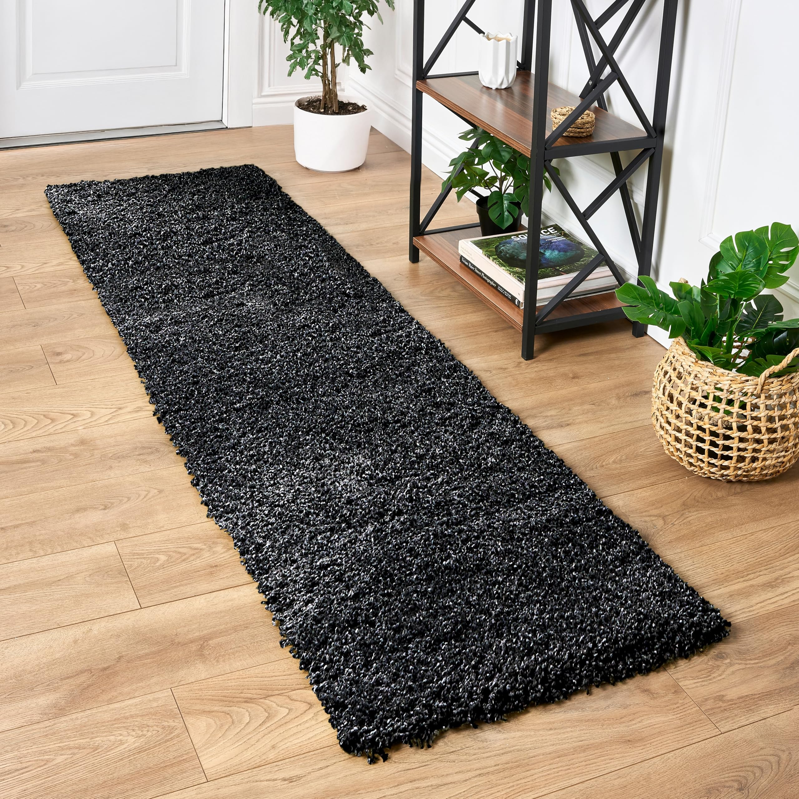 Bravich Navy Blue Shaggy Rug 80 x 150cm (2'7" x 4'11") 5cm Pile Medium Thick Fluffy Living Room Hessian Backed Washable — view 13