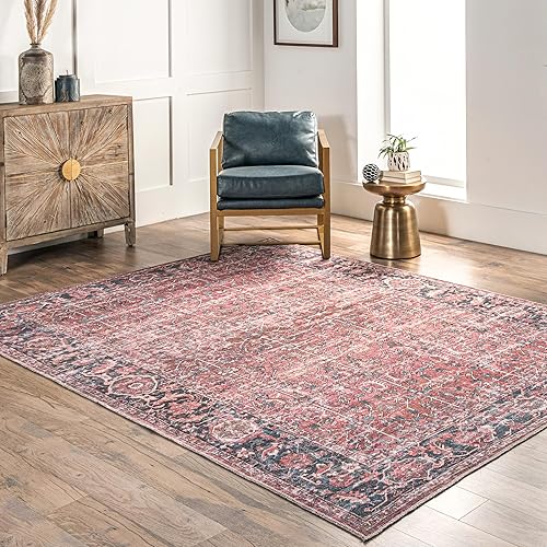 nuLOOM Katie Alfombra con borde envejecido, lavable a máquina, 4 x 6, óxido