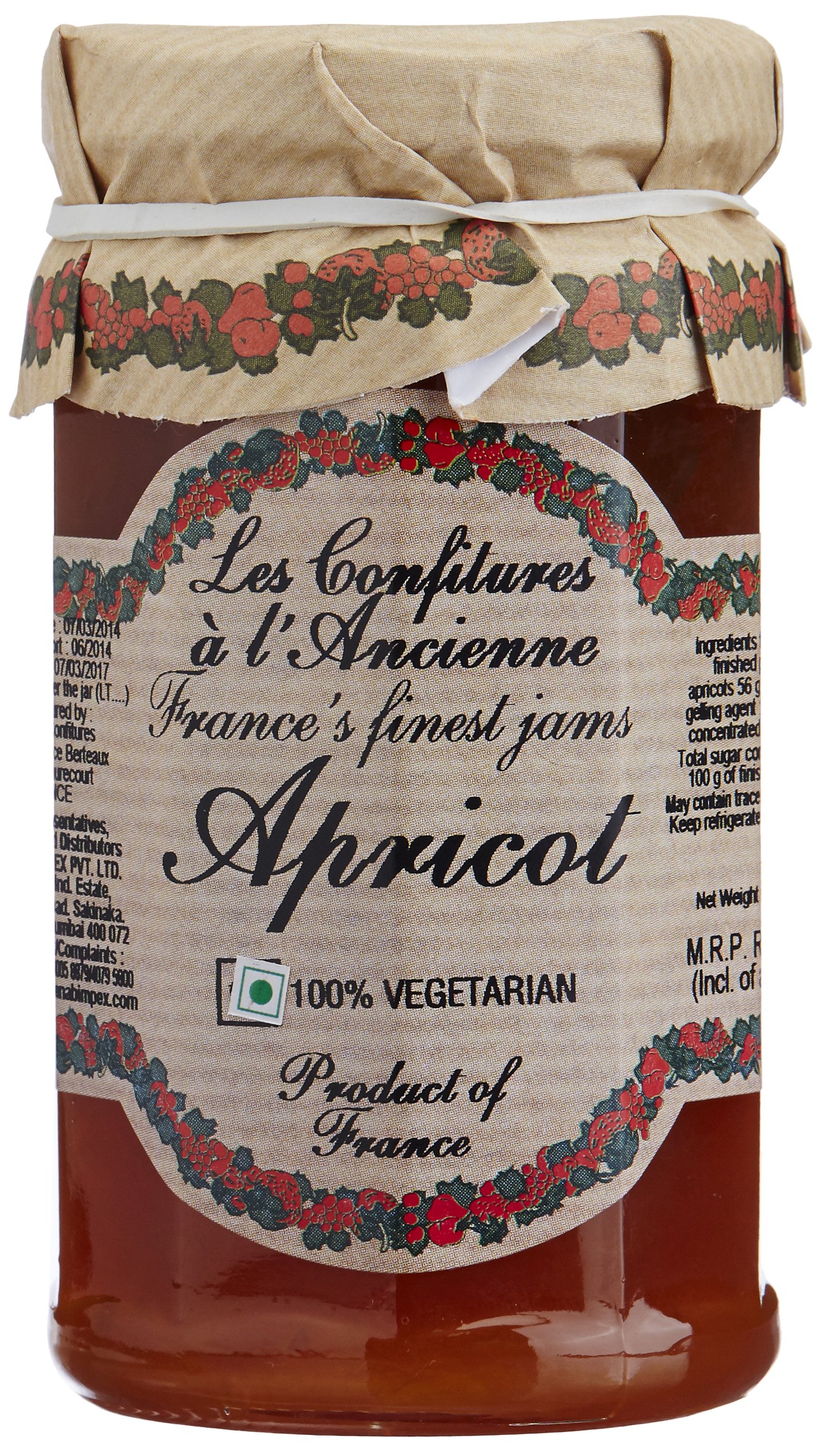 Les Confitures a l'Ancienne Fruit Jam, Apricot, 270g