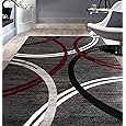 Rugshop Modern Wavy Circles Design Area Rug 9' x 12' Blue