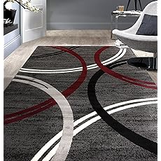 Rugshop Modern Wavy Circles Design Area Rug 9' x 12' Blue