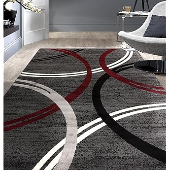 Rugshop Modern Wavy Circles Design Area Rug 9' x 12' Blue