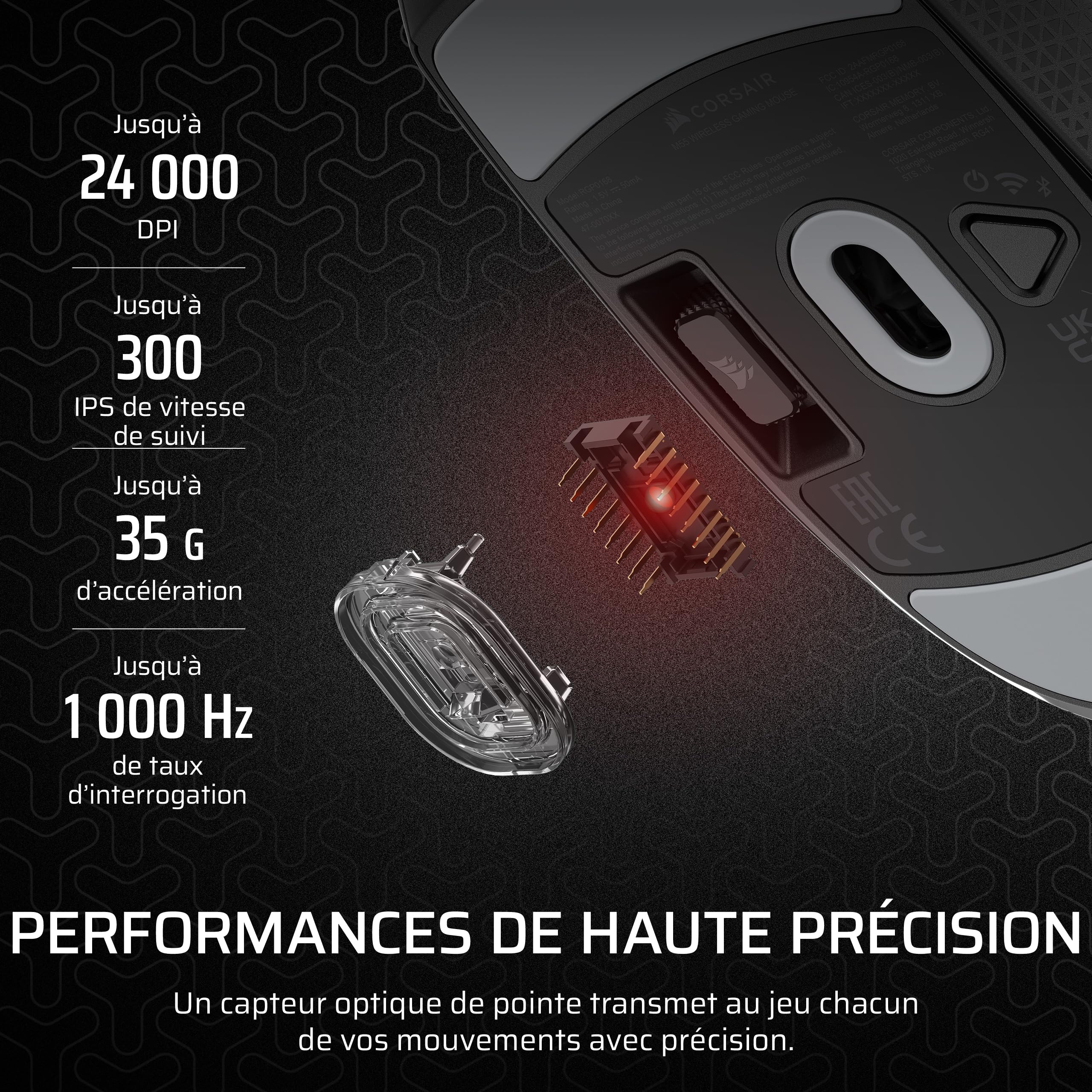 Corsair M55 Wireless Souris de Jeu FPS Légère – Noir