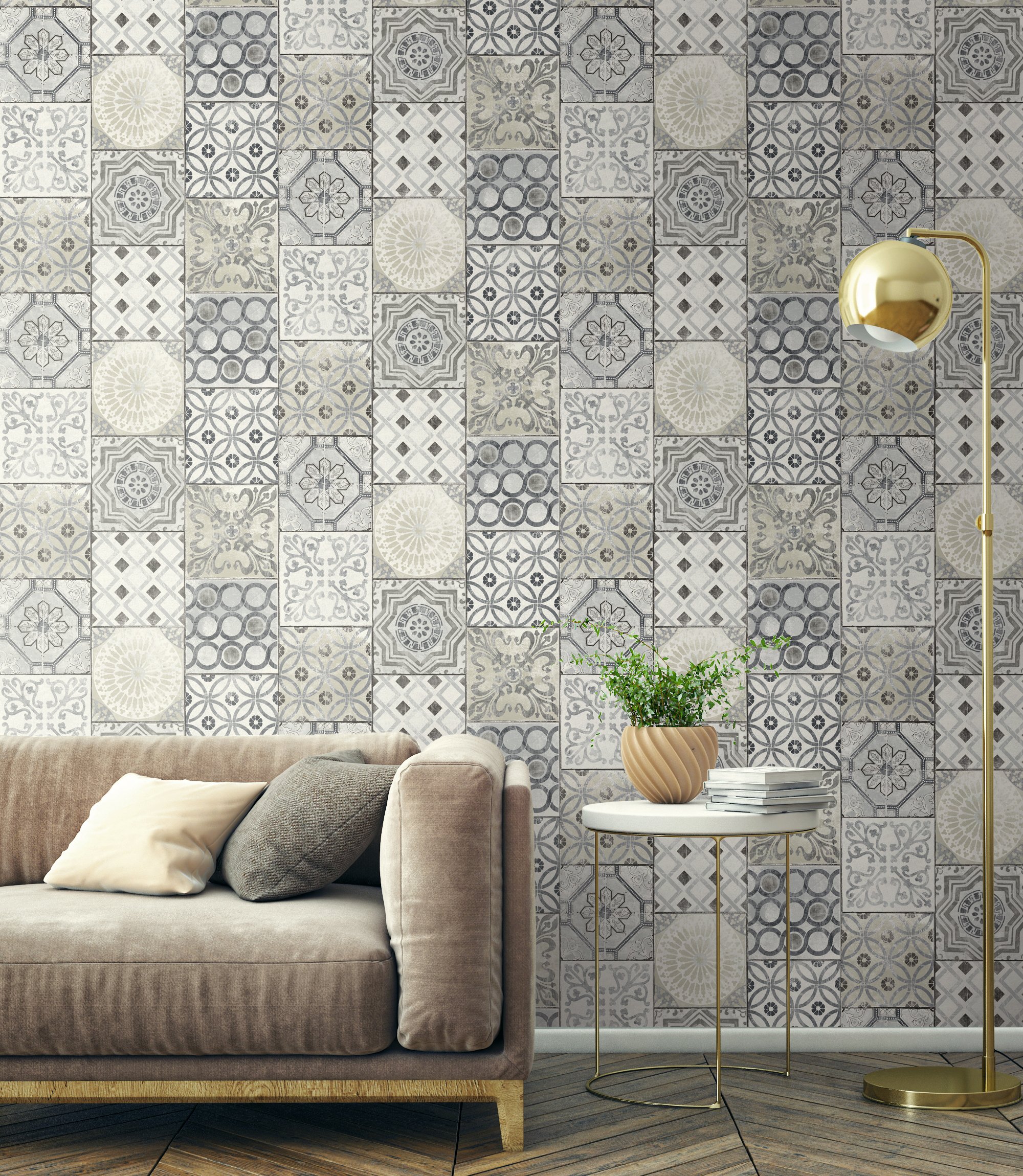 壁紙シール ホワイト タイル模様 HDC-20444 50cm×3m 防カビ 壁紙