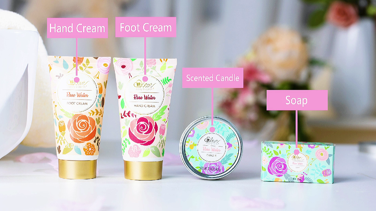 Amazon.com : 4PC Rose Water Lotion Gift Set: Hand & Foot Cream