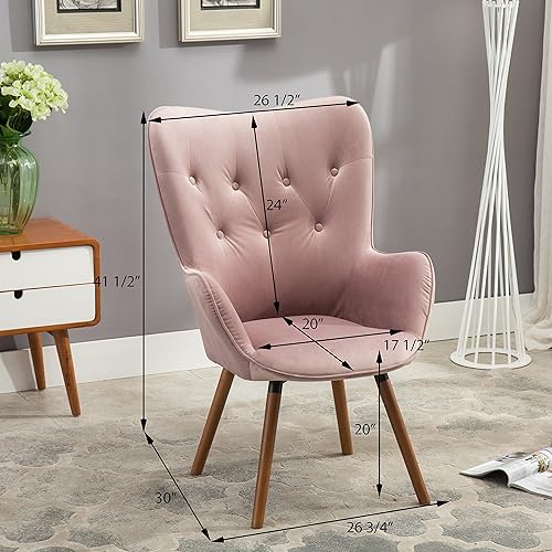 Miniatura 31 de Roundhill Furniture - Silla decorativa doarnin contemporánea de terciopelo sedoso con respaldo de botones, Tela, Amarillo