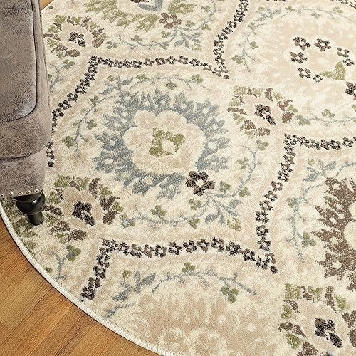 Miniatura 5 de SUPERIOR Augusta Collection - Alfombra de pasillo para interiores, con respaldo de yute, decoración de suelo de damasco floral oriental moderna para