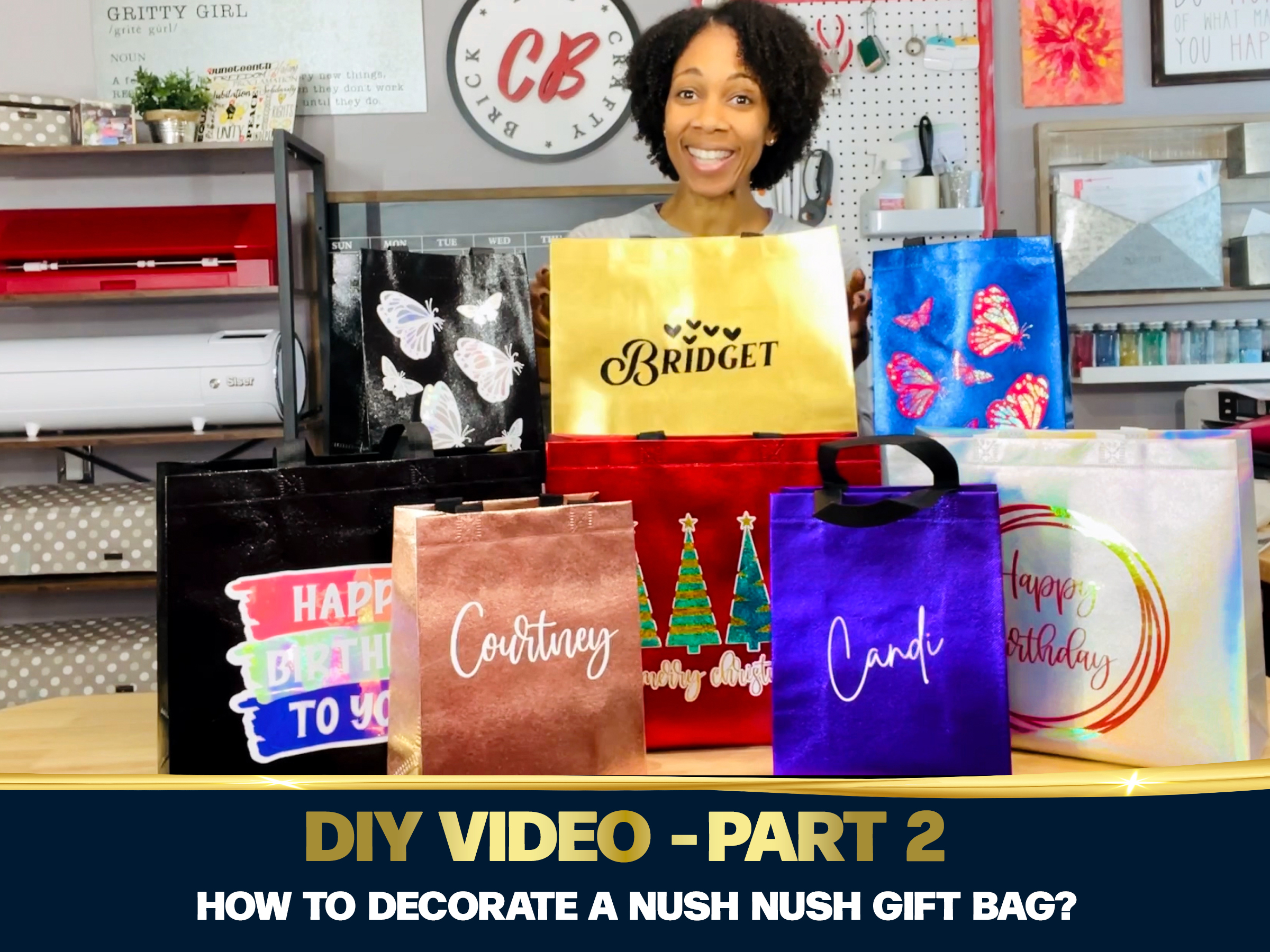 Nush Nush Purple Gift Bags Medium Size – Set of 12 Purple Reusable Gift Bags With Handles - Perfect Goodie Bag for Halloween Treats, Holidays, Christmas Presents, Birthday Party Favors – 8Wx4Dx10H