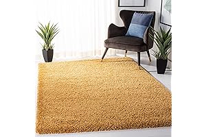 Hudson Shag Collection Area Rug: Luxurious Golden Comfort