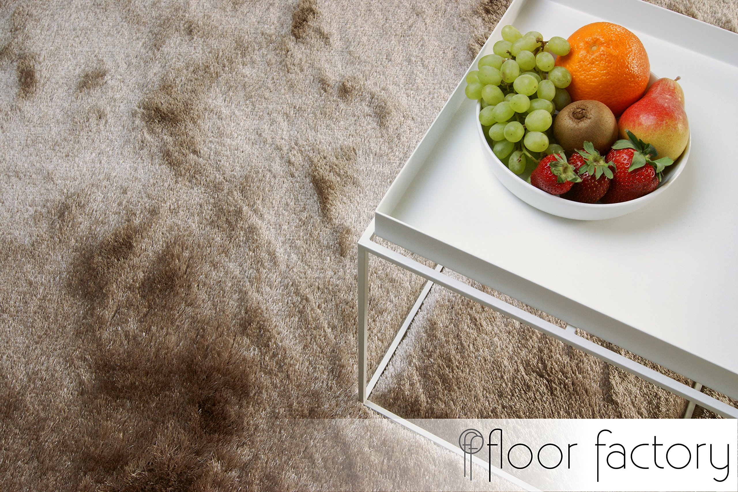 floor factory tappeto esclusivo moderno Satin marrone chiaro 120x170 cm tappeto shaggy pelo lungo