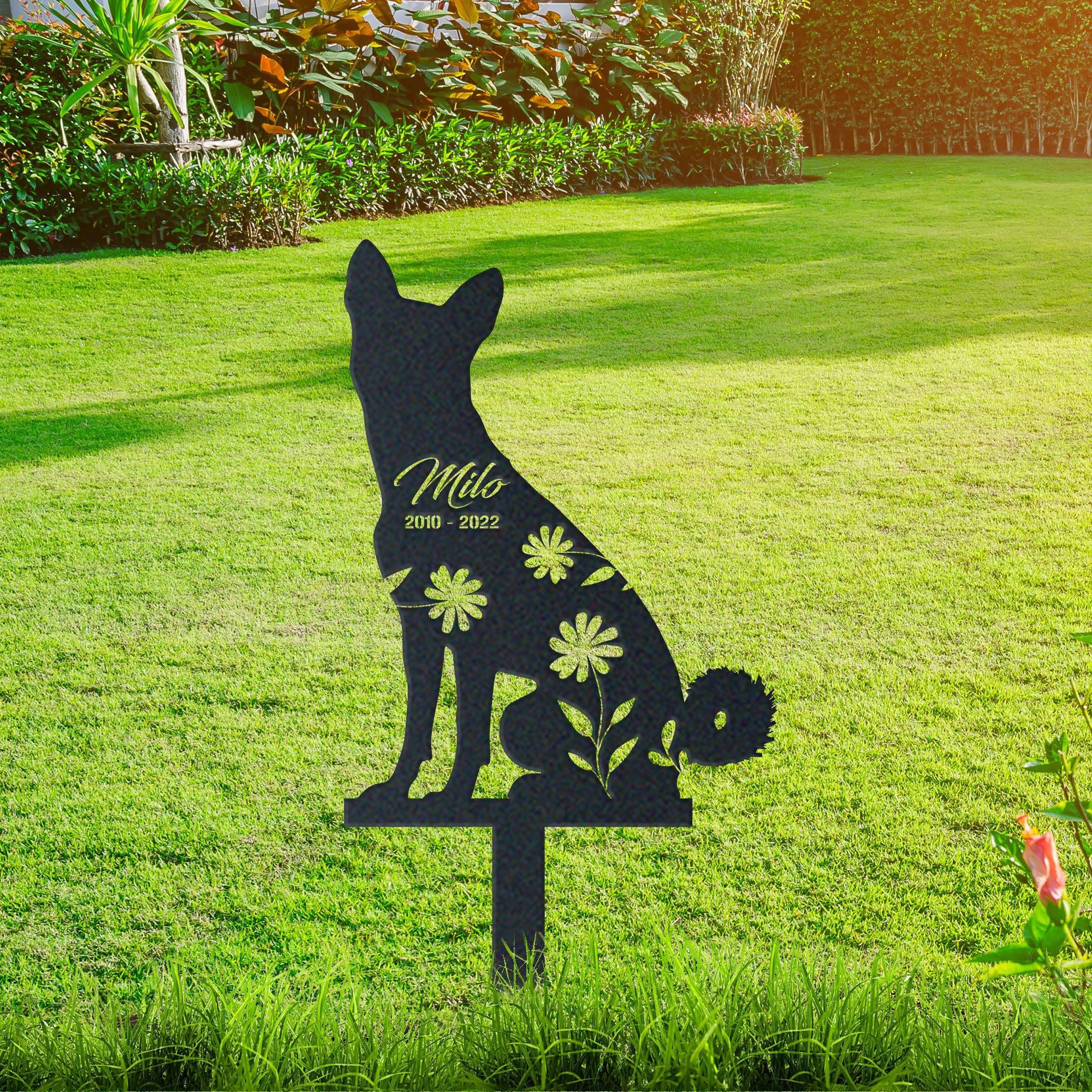 WEIYALIY Personalised Dog Memorial Gift, Basenji Dog Memorial Plaques, Metal Garden Decor, Custom Name Sign, Pet Grave Marker for Dogs, Headstone, Pet Bereavement Gifts, Remembrance Plaque