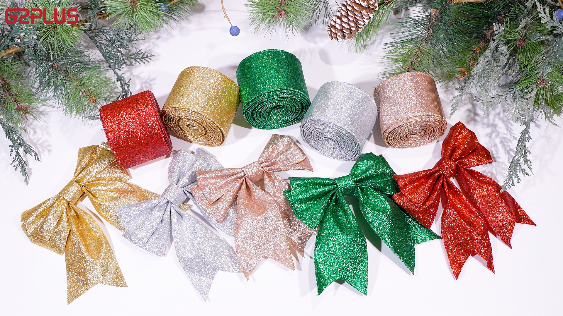 Lot De 2 Rouleaux De Ruban De Noël Avec Fil De Fer, 6,3 C Et 10 De