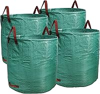 PHYEX 4-Pack 132 Gallon Extra Large Reusable Gardening Bags - Tear-Resistant Leaf Lawn Yard Waste Bags with Hoops