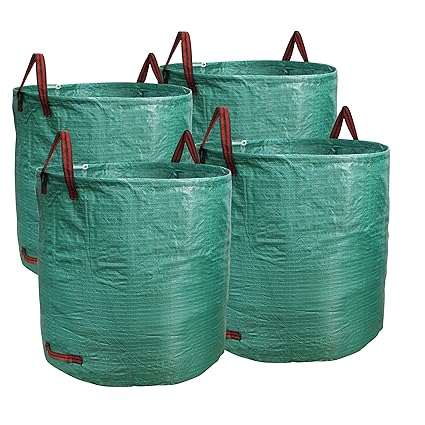 PHYEX Professional 4-Pack 132 Gallon Gardening Bags for Lawn Yard, Extra Large Reusable Leaf, Waste and Trash Container