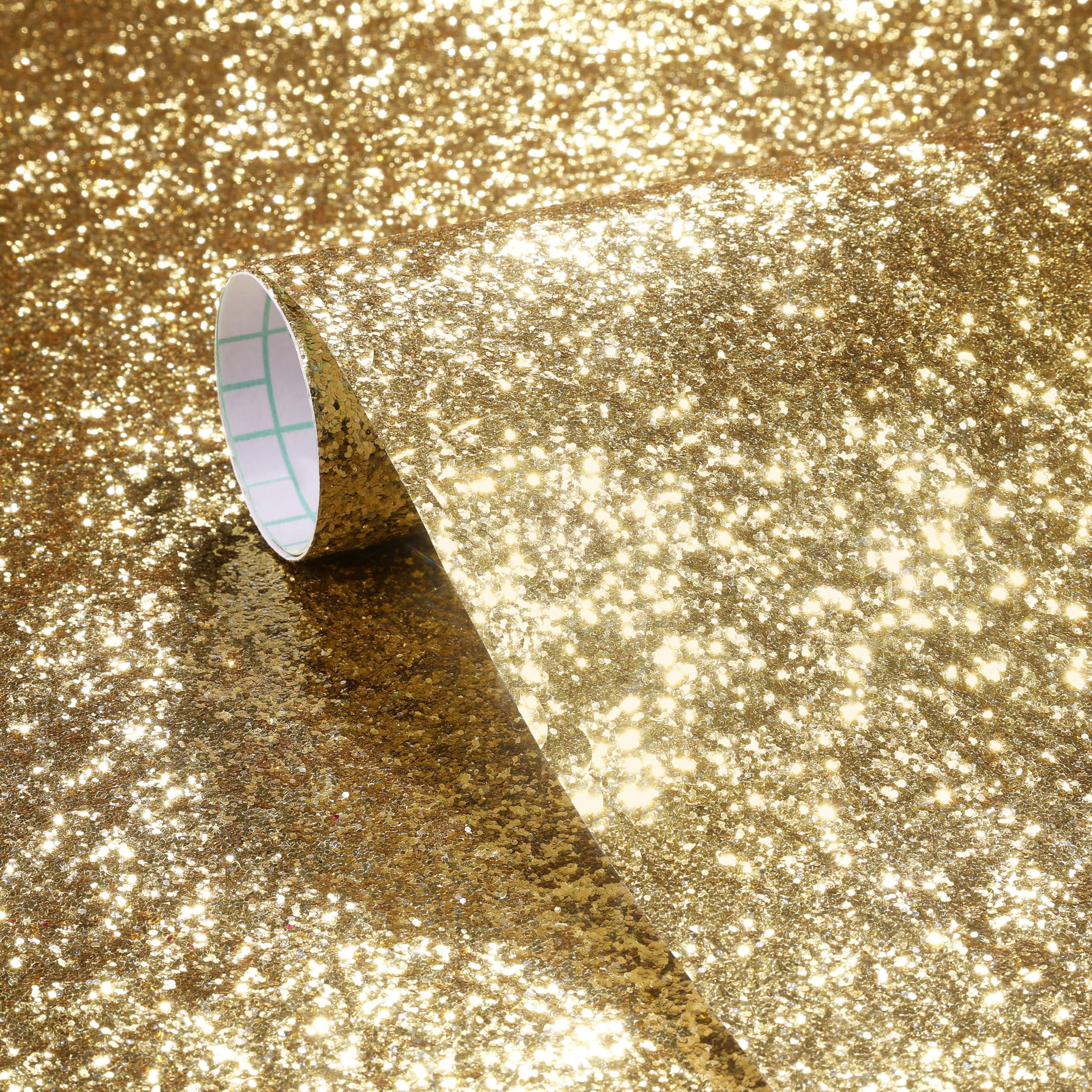 Stickyart 40cmX700cm Champagne Chunky Glitter Wallpaper Peel and Stick Sequins Sparkle Glitter Contact Paper Removable Wall Paper Roll Self Adhesive Sparkly Wallpaper for Bedroom Living Room