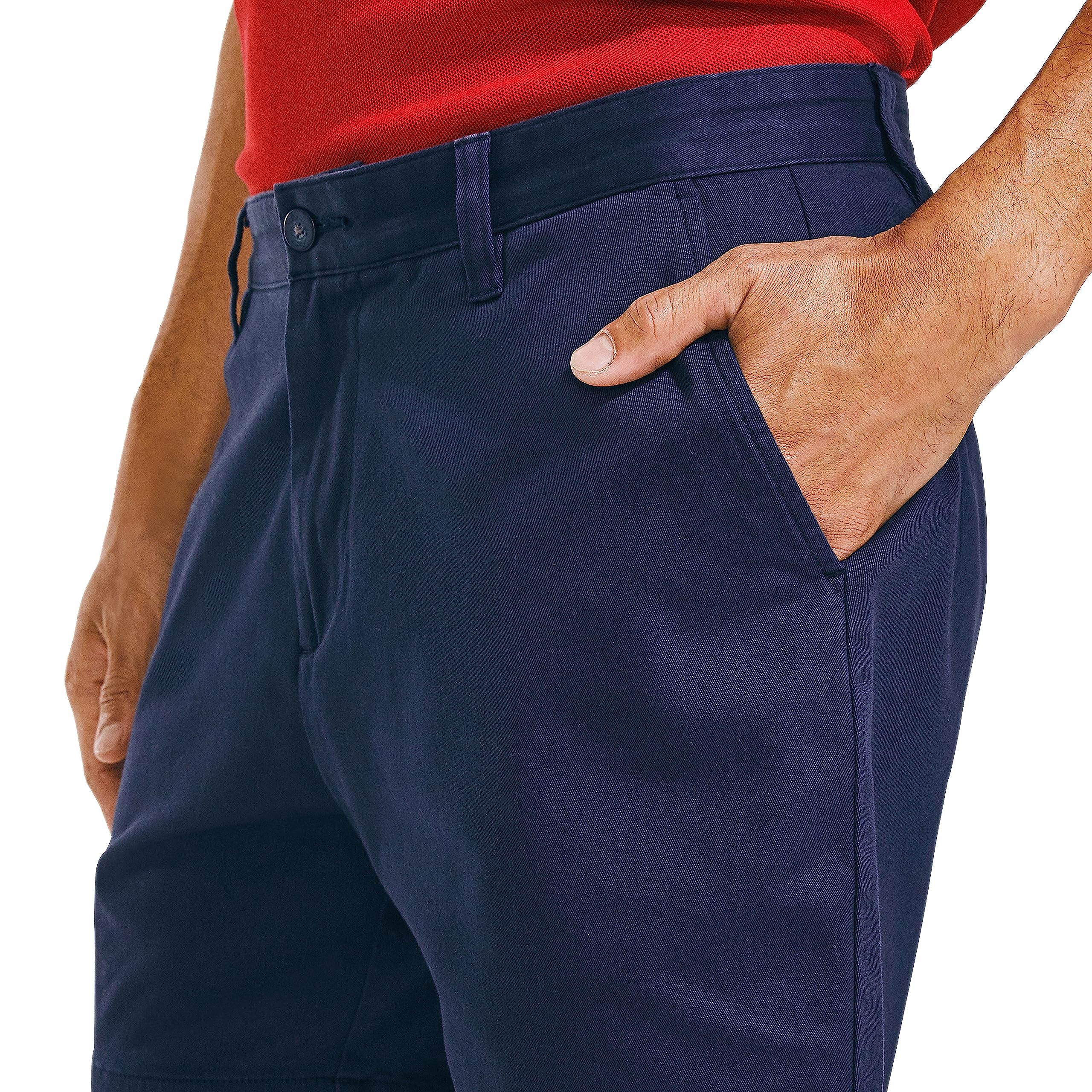 Nautica Cotton Twill Flat Front Stretch Chino Short Short - Shorts Casuales Hombre