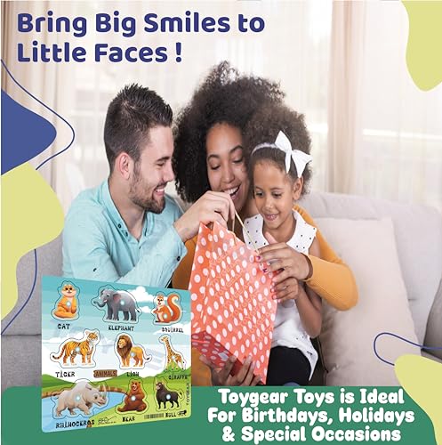 Image of Wooden Jungle Animals Eco Friendly Learning Toys Puzzle for Brain Training /jorky Cutting Puzzle for Home /School /Non-Toxic /Education Memory Games for Baby Boy and Girl