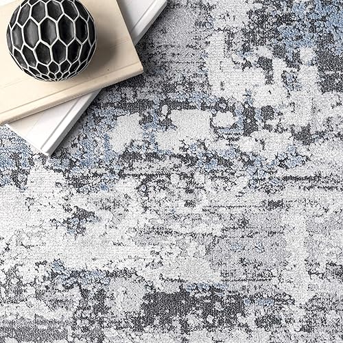 Miniatura 11 de nuLOOM Dali - Alfombra de área de diseño abstracto moderno, lavable a máquina, 2 pies 6 pulgadas x 10 pies, color gris