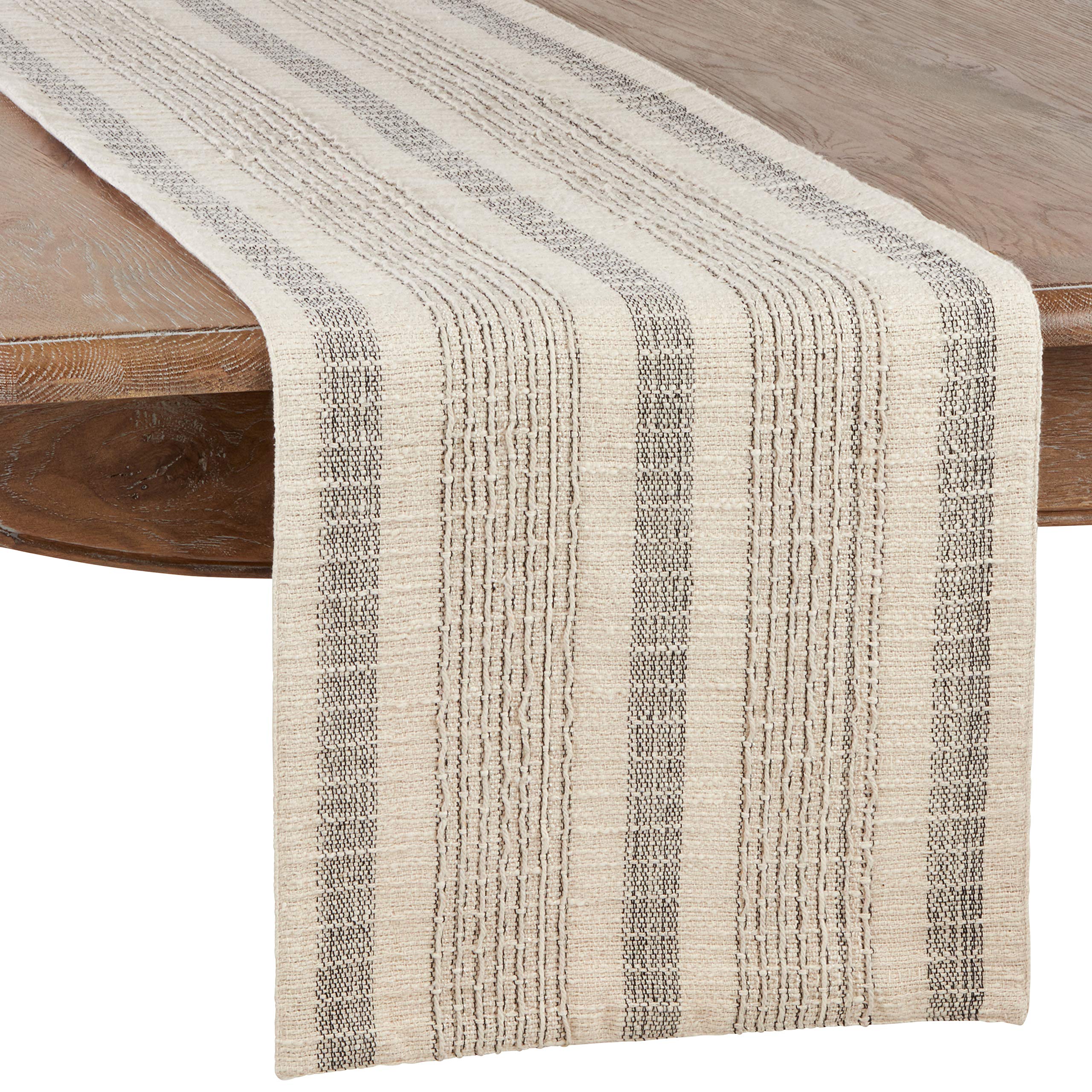 SARO Lifestyle Chemin de Table texturé à Rayures – Chemin de Table en Coton tissé pour Table de Salle à Manger de Style Rustique, décoration de Cuisine Rustique, Divertissement Quotidien et paysages