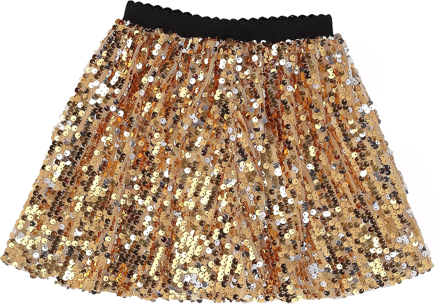 Flofallzique Mädchen PaillettenRock mit elastischem Bund MiniRock für