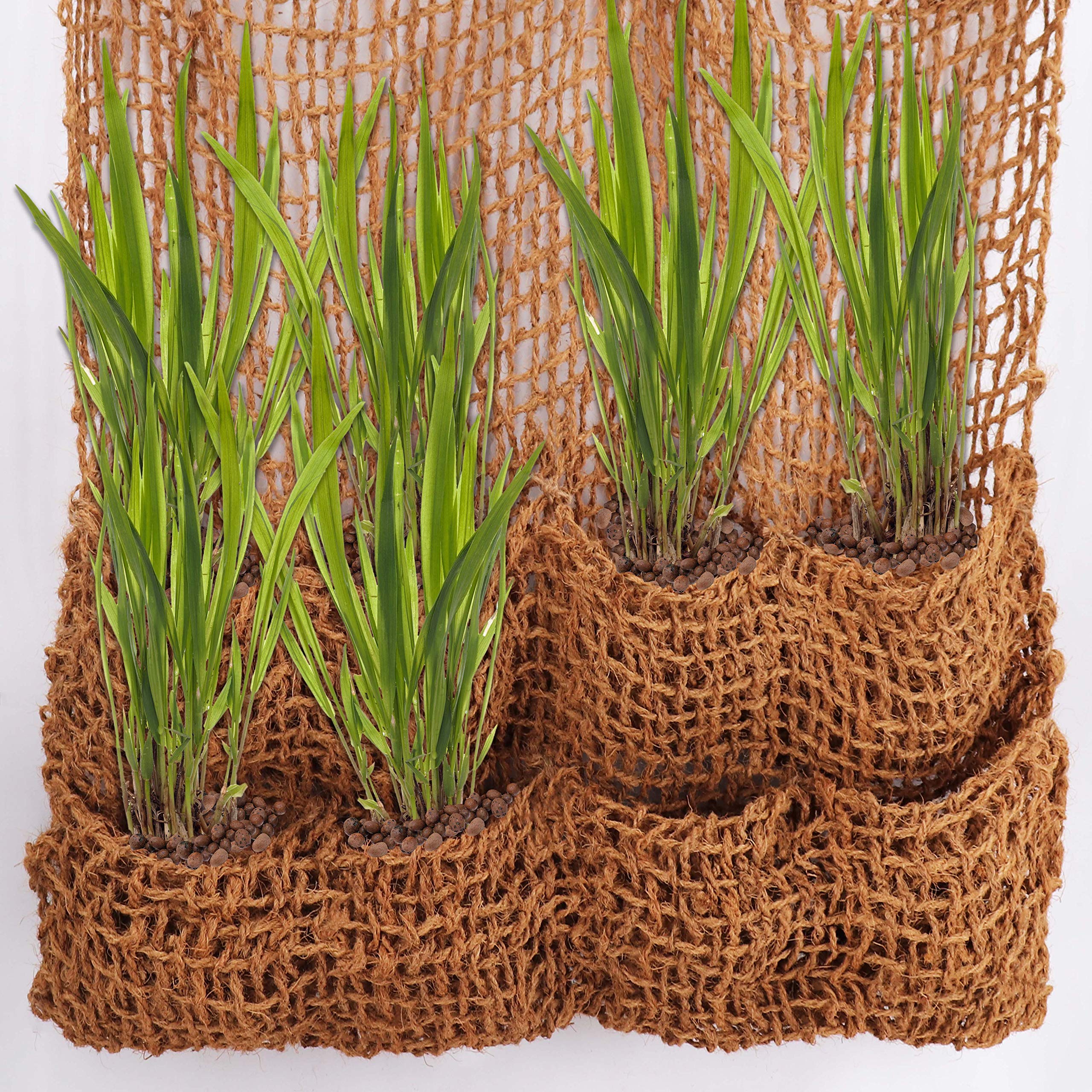 Aquagart 3 Sacs de cocotiers Tapis de Coco I Sac de remblai I 100x100 cm avec 8 Sacs d'étang I 700g de Tissu de Coco en Fibres Naturelles