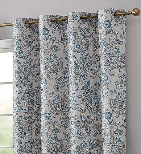 HLC.ME - Paneles de cortina opaca Amalfi de 100% oscurecimiento total con forro térmico, para ventana de dormitorio, de seda artificial, con ojales,