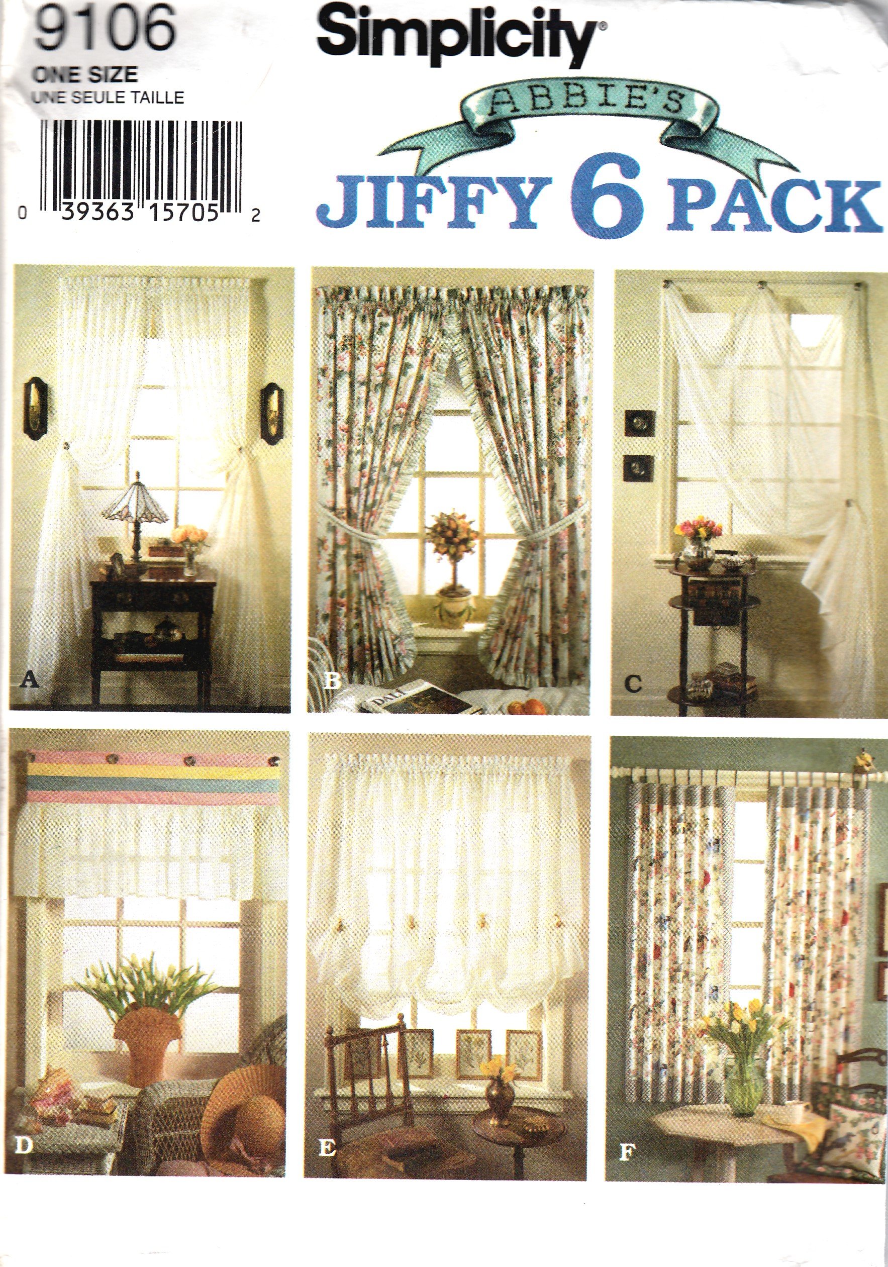 Patron Simplicity 9106 pour illuminer votre salon avec 6 décors de fenêtres 1994