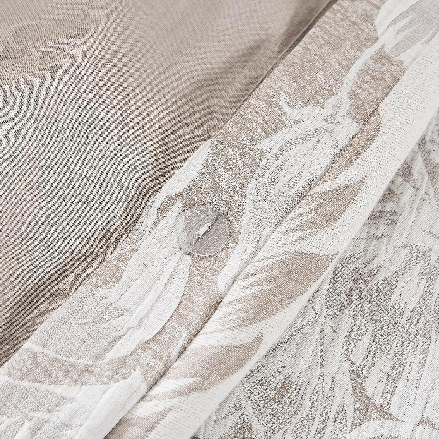 Lush Decor Bali Tropical Leaves Gauze Jacquard Duvet Cover 3 Piece Set Full/Queen Neutral - Tropical Bedding Sets - Brown Duvet Cover - Coastal Decor